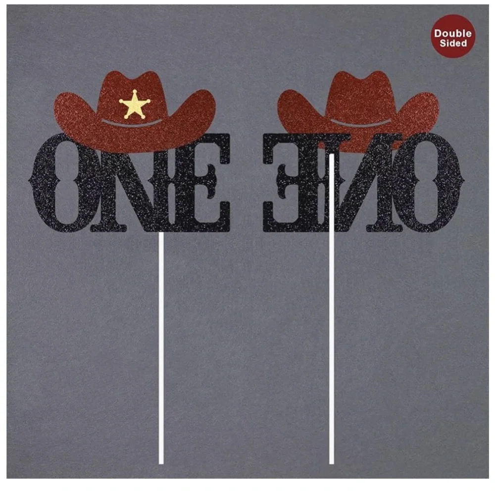 Cowboy Themed Cake Topper - Black and Brown